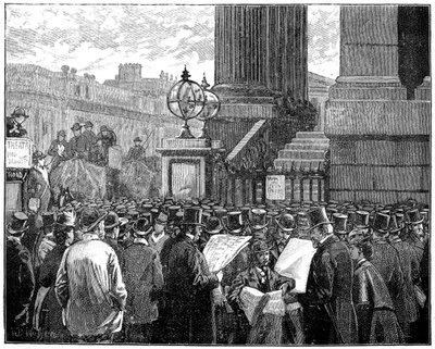 1871年のプリンスオブワレス病の会報を読んでいるマンションハウスの群衆 作： Unbekannt