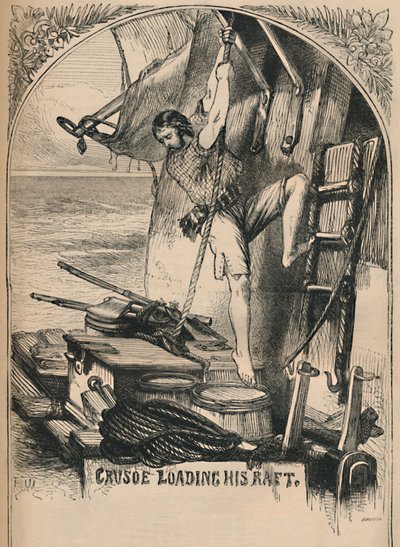 彼のいかだ、c1870をロードするクルーソー 作： Unbekannt