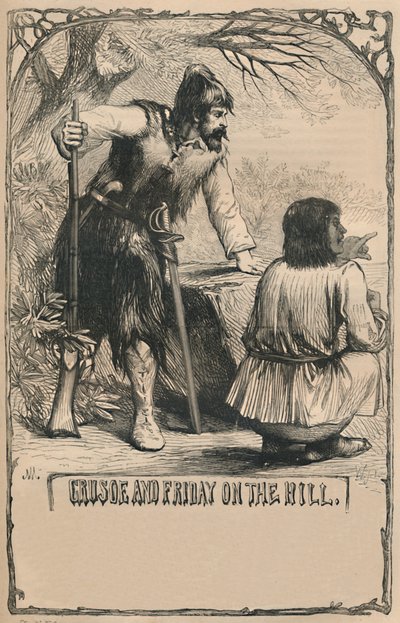 クルーソーとフライデーオンザヒル、c1870 作： Unbekannt
