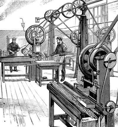 メタルストリップからコインブランクをカット、ロイヤルミント、ロンドン、1897 作： Unbekannt