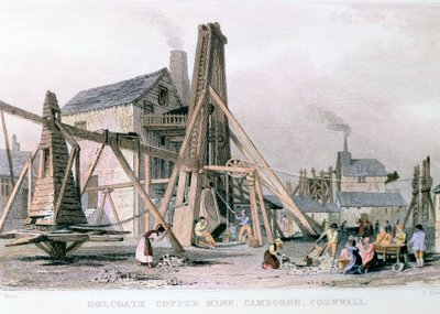 ダルコアス銅鉱山、Camborne、コーンウォール、c1830 作： Unbekannt