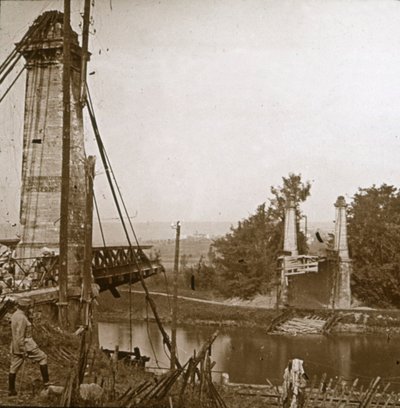 破損した橋、ドーマン、フランス北部、c1914-c1918 作： Unbekannt
