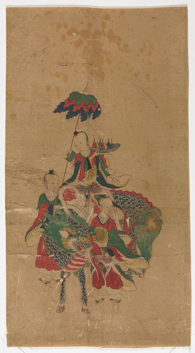 Dainist Immortal on a Kilin and Two Attendants、後半1800年代。 作： Unbekannt