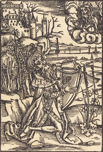 ハープを弾くデビッド、c。 1500。 作： Unbekannt