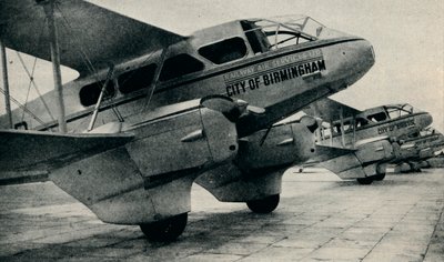 一部の鉄道航空サービスルートで使用されているデハビランドDH89航空機、c1934 c1937 作： Unbekannt