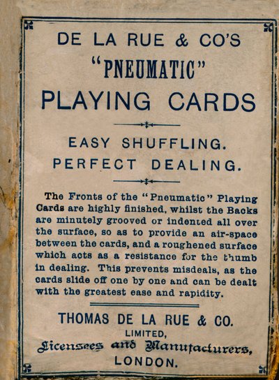 De La Rue＆Cos Pneumatic Playing Cards、カバー、1925年。 作： Unbekannt