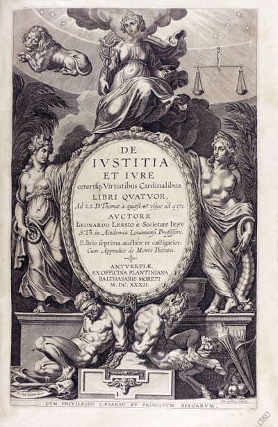 レオナルドゥス・レッシウス作「De iustitia et iure」、1632 年。 作： Unbekannt