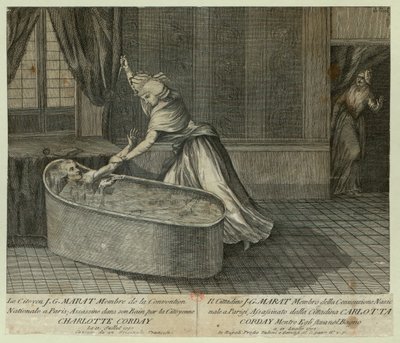 マラートの死（1793年頃）。 作： Unbekannt
