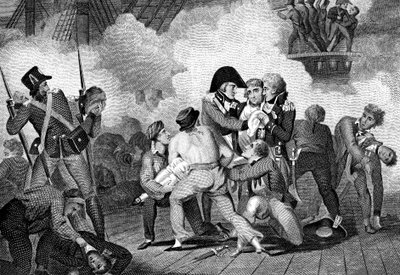 トラファルガーの戦いでのHMS Victoryに乗ったネルソンの死、1805年1827年 作： Unbekannt