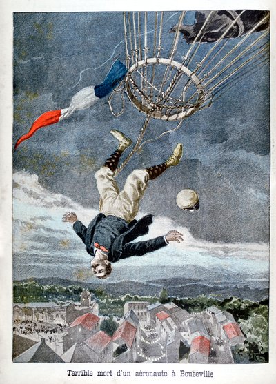 1899年、フランス、ブーズヴィルでの飛行士の死 作： Unbekannt