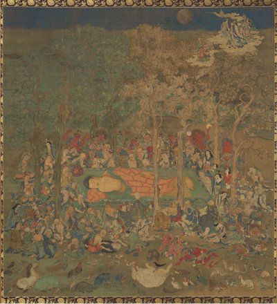 14世紀の歴史的な仏の涅槃図の死。 作： Unbekannt