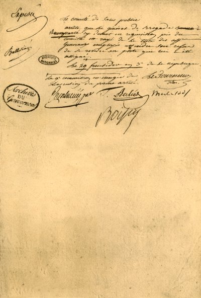 公衆衛生委員会命令、1795年9月5日、1921年。 作： Unbekannt