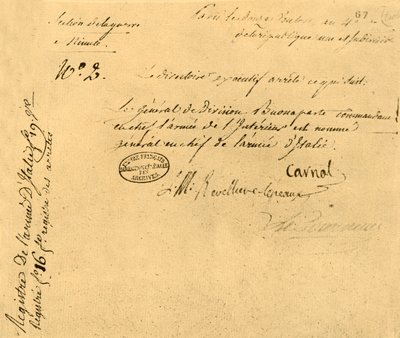1796年3月2日、1921年の行政局令。 作： Unbekannt