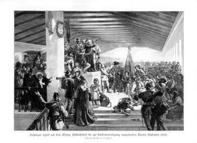 1848年、1900年のウィーンでの学生によるデモンストレーション。 作： Unbekannt