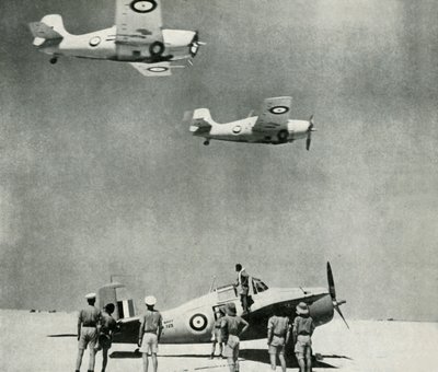 砂漠戦隊-第二次世界大戦中の艦隊の空軍の飛行機、c1943。 作： Unbekannt