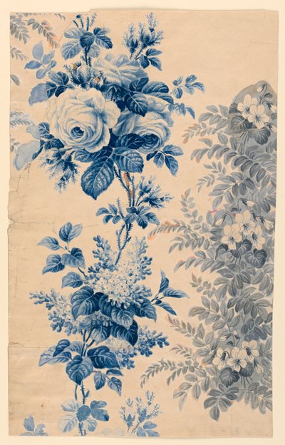 花柄のファブリックまたは壁紙のデザイン、1880〜90年 作： Unbekannt