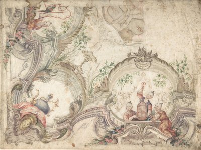 シノワシリーズによる天井装飾のデザイン、1725-75。 作： Unbekannt