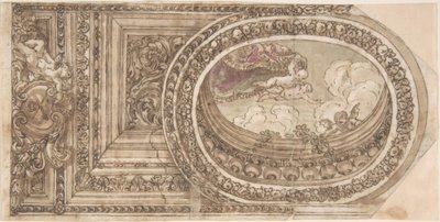 楕円形のトロンプLOeil絵画を使用した天井のデザイン 作： Unbekannt