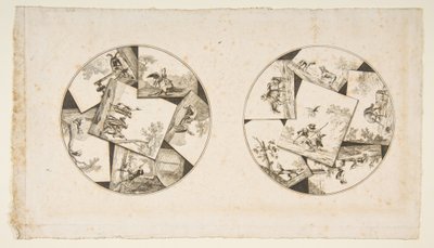1755年以降のOudrysイラストレーションからLa Fontaines Fablesに描かれたプレートのデザイン。 作： Unbekannt