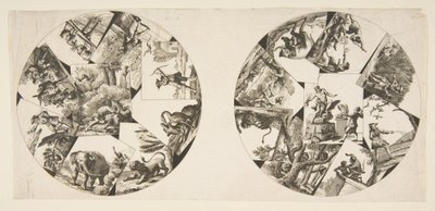 1755年以降のOudrysイラストレーションからLa Fontaines Fablesに描かれたプレートのデザイン。 作： Unbekannt
