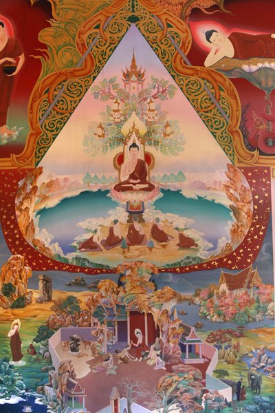 グラン・ブルターニュ地方ウィンブルドンにあるブッダパディパ寺院のウポサタ（祠堂）の壁画の詳細 作： Unbekannt