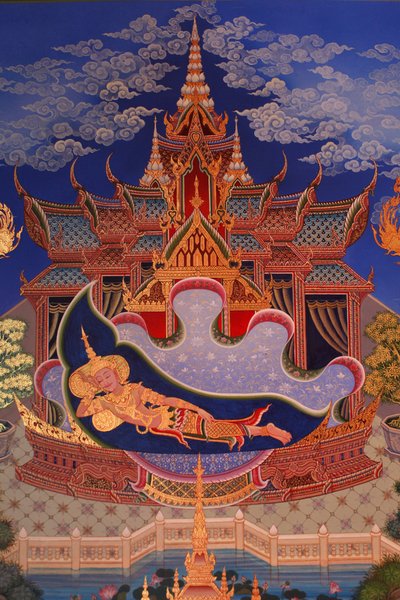 グラン・ブルターニュ地方ウィンブルドンにあるブッダパディパ寺院のウポサタ（祠堂）の壁画の詳細 作： Unbekannt