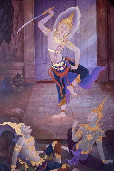 グラン・ブルターニュ地方ウィンブルドンにあるブッダパディパ寺院のウポサタ（祠堂）の壁画の詳細 作： Unbekannt