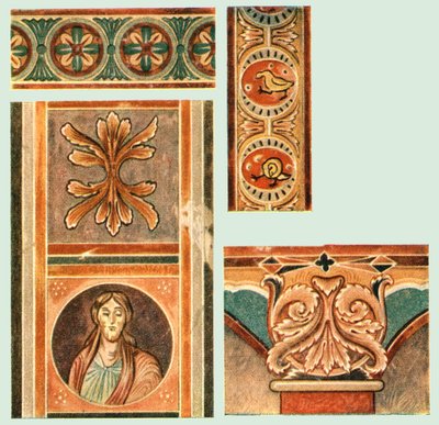 聖ジョージ教会、オーバーツェル、ライヒェナウ、ドイツ、1928年の壁画の詳細。 作： Unbekannt