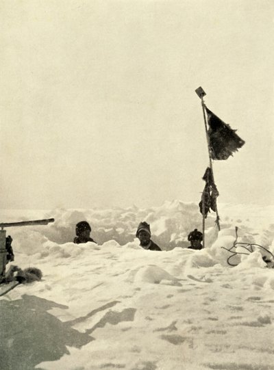 デポを覆う雪の深さを確認するために掘る、c1908、1909。 作： Unbekannt
