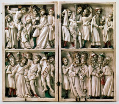 福音を題材にした二連祭壇画、14世紀末 作： Unbekannt