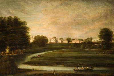 バーディングベリー ホールの遠景、ウォリックシャー、1800 年。 作： Unbekannt