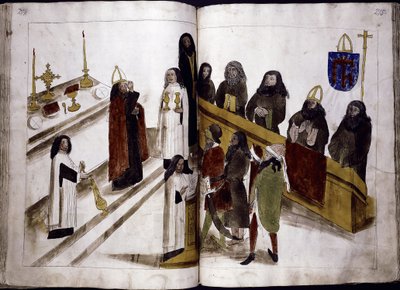 ギリシャ正教会の儀式による神の奉仕：コンスタンツ評議会のUlrich Richental Chronicle、1414-1418 作： Unbekannt