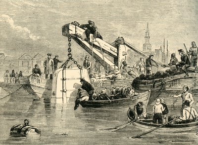 テムズ川トンネルの建設に使用されたダイビングベル、c1878。 作： Unbekannt