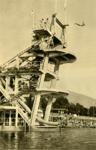 ダイビングプラットフォーム、ミルシュタット、ケルンテン州、オーストリア、c1935。 作： Unbekannt