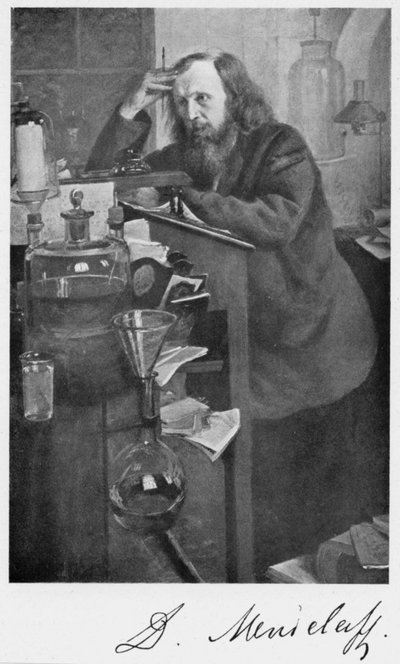 Dmitiri Ivanovich Mendeleyev 1834-1907、ロシアの化学者、c1900s 作： Unbekannt