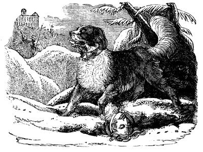 雪の中で旅人を見つけたセントバーナードのホスピスの犬、c1840 作： Unbekannt