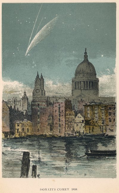 1884年にロンドンのセントポール大聖堂を眺めた1858年のドナティス彗星 作： Unbekannt