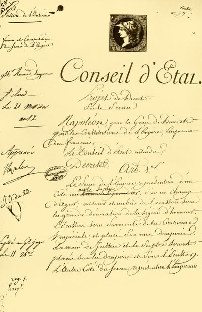 1804年7月10日、1921年の帝国封印の形式と構成に関する法案。 作： Unbekannt