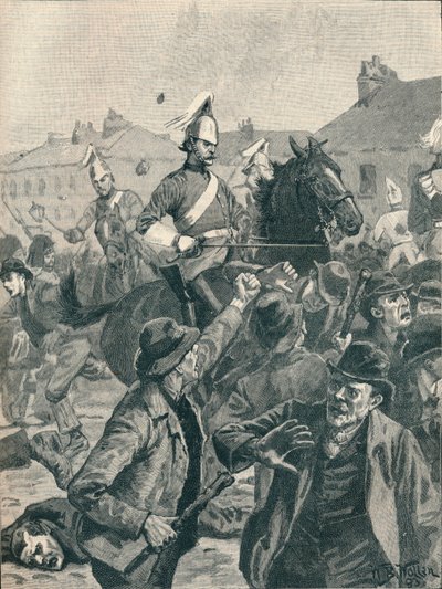 1872年1906年のベルファストでの竜騎兵とハイランダーの暴徒の散乱。 作： Unbekannt