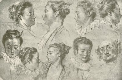18世紀初頭、1908年に3つのチョークで描いた。 作： Unbekannt