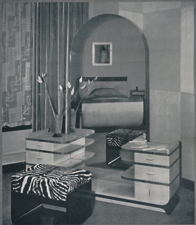 Frankl Galleres、Inc.用に設計された化粧台とスツール、1933年 作： Unbekannt