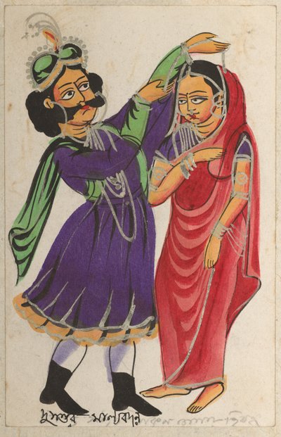 Dusmanta Garlanding Shakumtala、1800年代。 作： Unbekannt