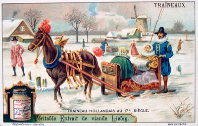 オランダのそり、17世紀、c1900 作： Unbekannt