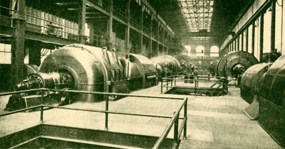 1930年、チェルシーのロットロードにある大地下発電所のダイナモ。 作： Unbekannt
