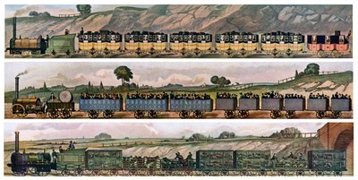 初期の鉄道コーチ、リバプールおよびマンチェスター鉄道、イギリス、1831年、c1900-1920 作： Unbekannt