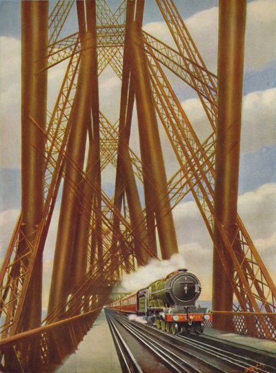 フォースブリッジを渡るイーストコーストエクスプレス、1926年 作： Unbekannt