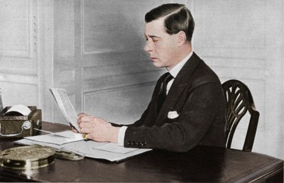 1936年、ロンドンのセントジェームズパレスのオフィスで働いていたエドワード8世 作： Unbekannt