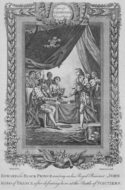 エドワード、黒王子は彼の王室の囚人ジョン、フランスの王、c1787を待っています 作： Unbekannt
