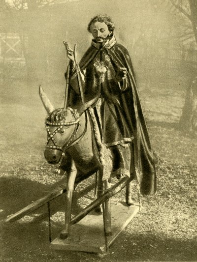 ロバに乗ったキリストのエフィジー、プッチバイハライン、オーストリア、c1935。 作： Unbekannt