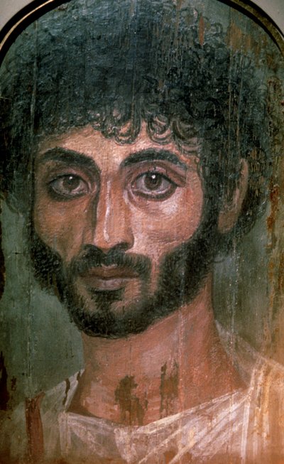 ローマ時代の男性のエジプトのファイユームの肖像画。 2世紀 作： Unbekannt